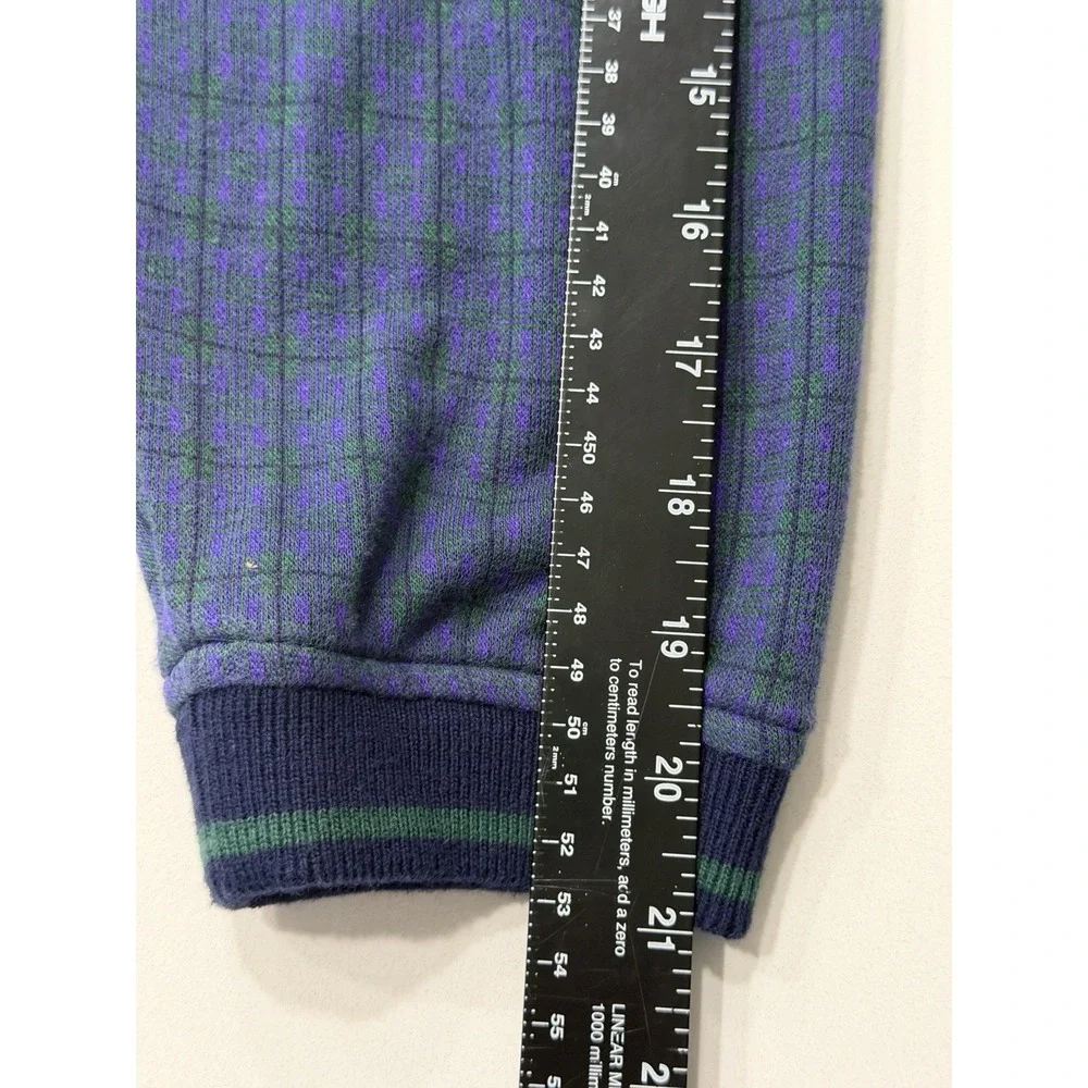 Wimbledon Vintage All England Tennis V-Neck Sweater Navy Plaid XL Mens